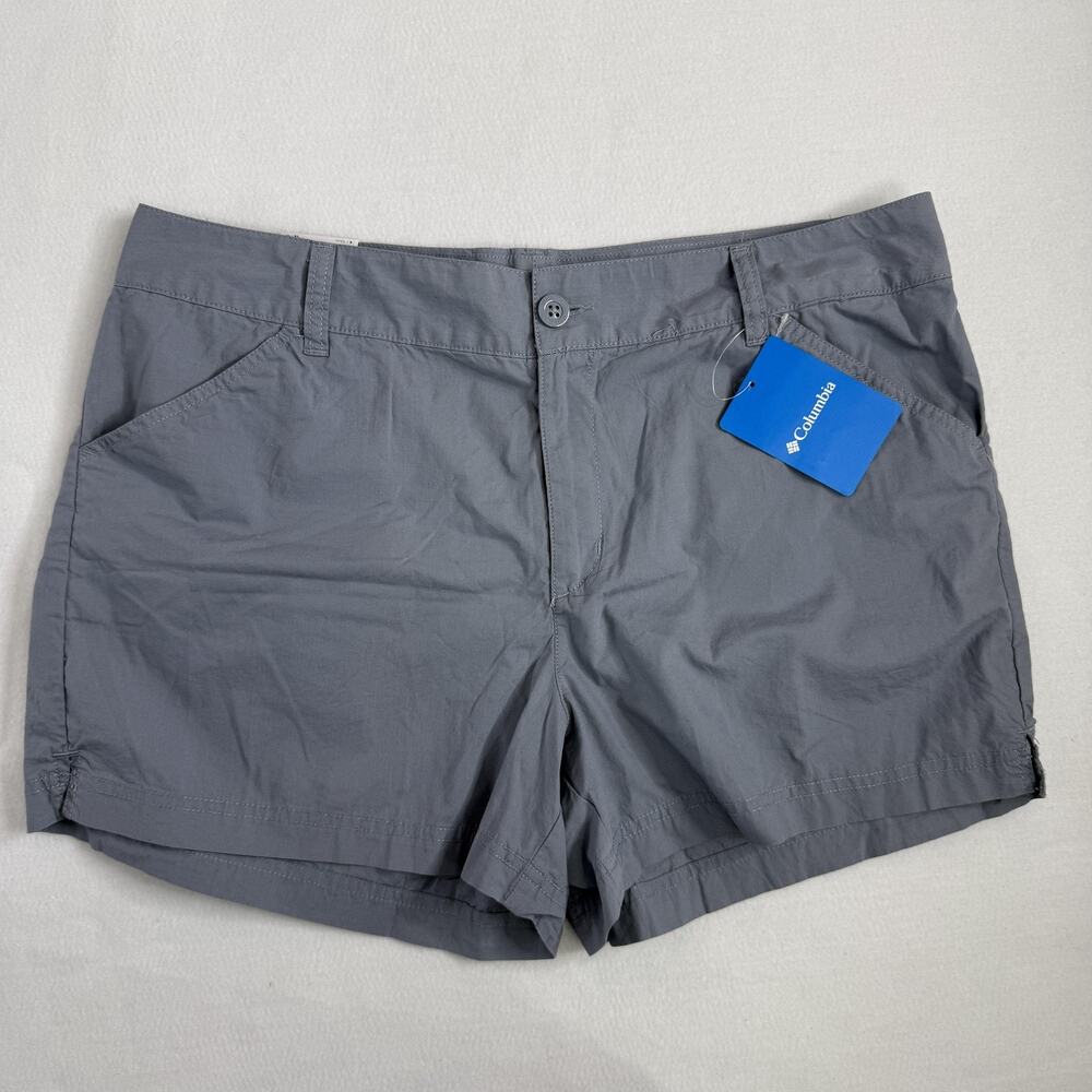 Columbia Washed Out Shorts Womens 14 Gray Chino Hiking Casual 4" Inseam NEW